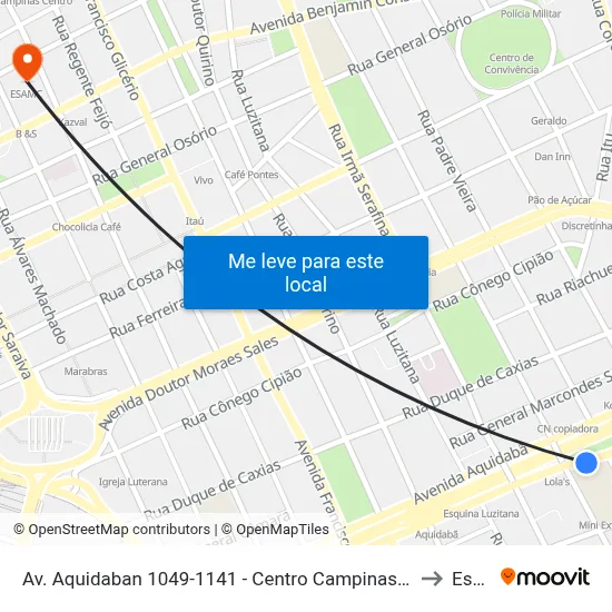 Av. Aquidaban 1049-1141 - Centro Campinas - SP 13015-210 Brasil to Esamc map