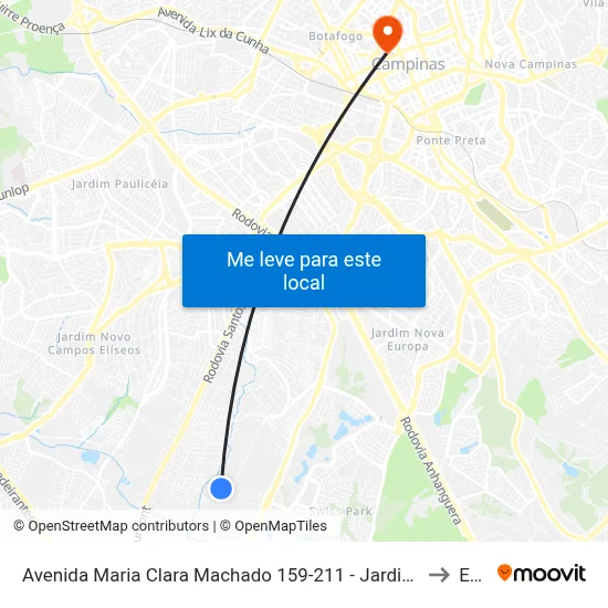 Avenida Maria Clara Machado 159-211 - Jardim Santa Cruz Campinas - SP 13051-207 Brasil to Esamc map