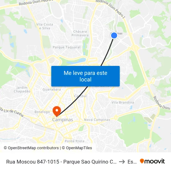 Rua Moscou 847-1015 - Parque Sao Quirino Campinas - SP 13088-117 Brasil to Esamc map