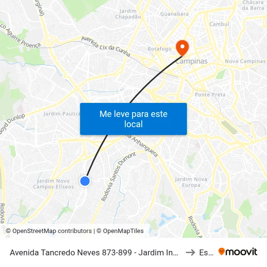 Avenida Tancredo Neves 873-899 - Jardim Indianopolis Campinas - SP Brasil to Esamc map