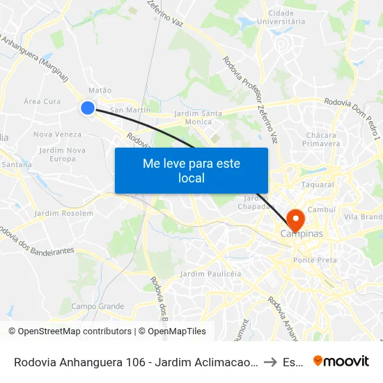 Rodovia Anhanguera 106 - Jardim Aclimacao Campinas - SP Brasil to Esamc map