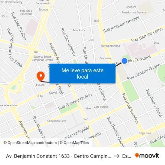 Av. Benjamin Constant 1633 - Centro Campinas - SP 13010-142 Brasil to Esamc map