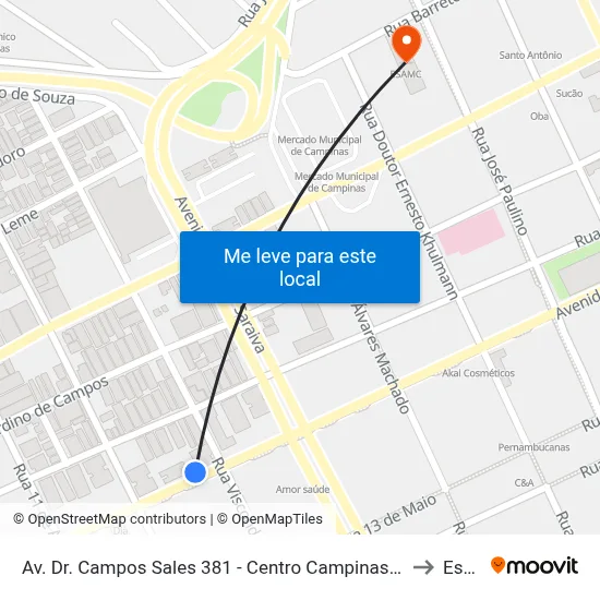 Av. Dr. Campos Sales 381 - Centro Campinas - SP 13010-081 Brasil to Esamc map