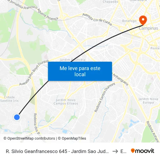 R. Silvio Geanfrancesco 645 - Jardim Sao Judas Tadeu Campinas - SP 13059-721 Brasil to Esamc map