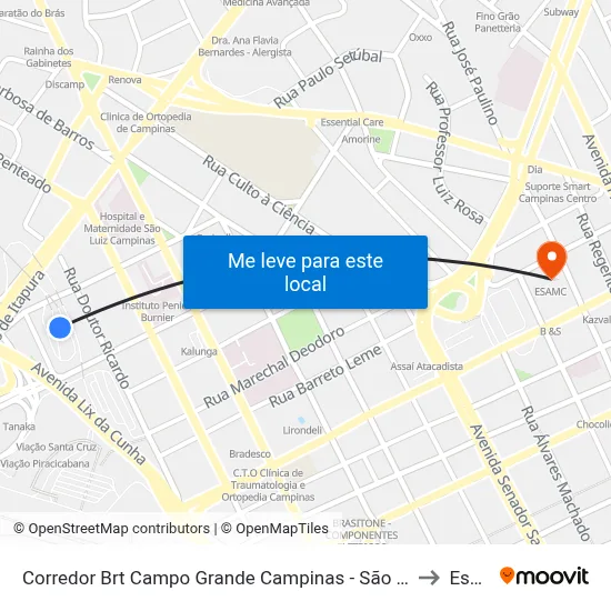Corredor Brt Campo Grande Campinas - São Paulo 13070 Brasil to Esamc map