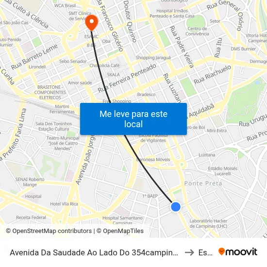 Avenida Da Saudade Ao Lado Do  354campinas - São Paulo 13041 Brasil to Esamc map