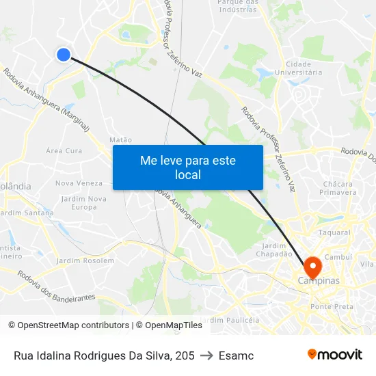 Rua Idalina Rodrigues Da Silva, 205 to Esamc map