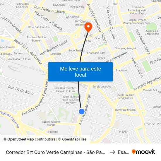 Corredor Brt Ouro Verde Campinas - São Paulo 13035 Brasil to Esamc map