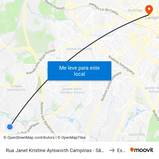 Rua Janet Kristine Aylsworth Campinas - São Paulo 13056 Brasil to Esamc map