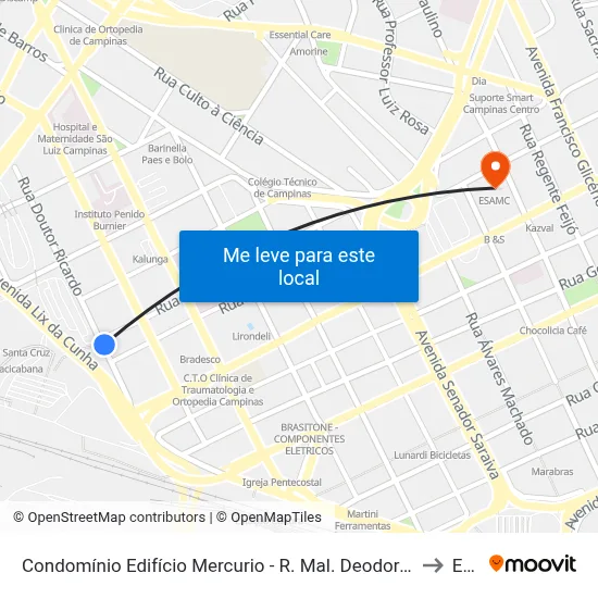 Condomínio Edifício Mercurio - R. Mal. Deodoro 1187 - Centro Campinas - SP 13020-001 Brasil to Esamc map