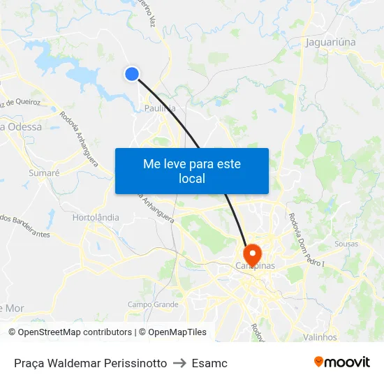 Praça Waldemar Perissinotto to Esamc map