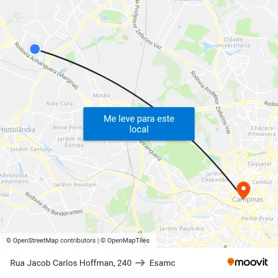 Rua Jacob Carlos Hoffman, 240 to Esamc map