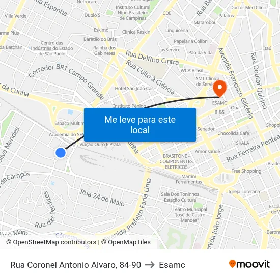Rua Coronel Antonio Alvaro, 84-90 to Esamc map