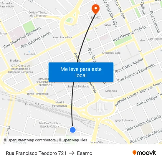 Rua Francisco Teodoro 721 to Esamc map