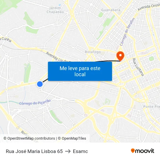 Rua José Maria Lisboa 65 to Esamc map