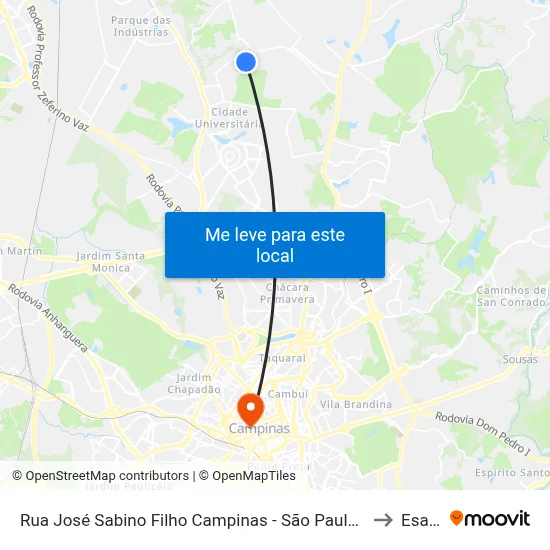 Rua José Sabino Filho Campinas - São Paulo 13085 Brasil to Esamc map