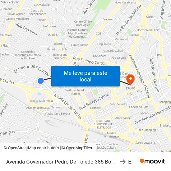 Avenida Governador Pedro De Toledo 385 Bonfim Campinas - SP 13070-752 Brasil to Esamc map