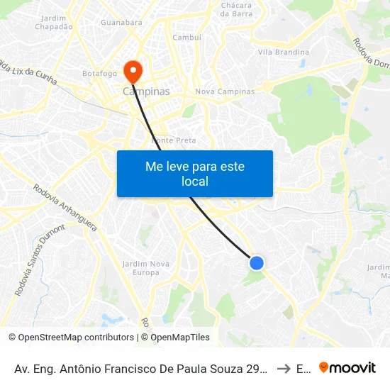 Av. Eng. Antônio Francisco De Paula Souza 2940 - Jardim São Vicente Campinas - SP 13044-502 Brasil to Esamc map