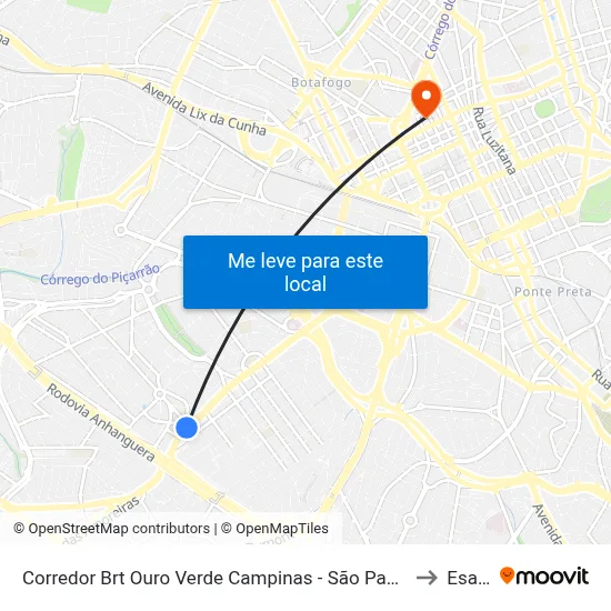 Corredor Brt Ouro Verde Campinas - São Paulo 13030 Brasil to Esamc map