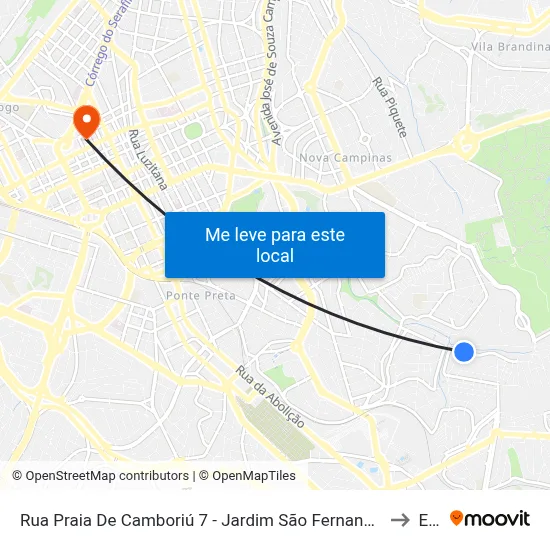 Rua Praia De Camboriú 7 - Jardim São Fernando Campinas - SP 13100-367 República Federativa Do Brasil to Esamc map