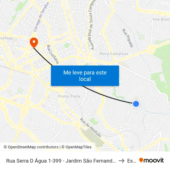 Rua Serra D Água 1-399 - Jardim São Fernando Campinas - SP 13100-370 Brasil to Esamc map