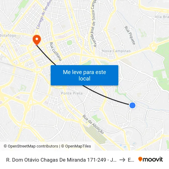 R. Dom Otávio Chagas De Miranda 171-249 - Jardim Baroneza Campinas - SP 13100-301 Brasil to Esamc map