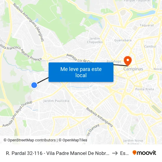 R. Pardal 32-116 - Vila Padre Manoel De Nobrega Campinas - SP Brasil to Esamc map
