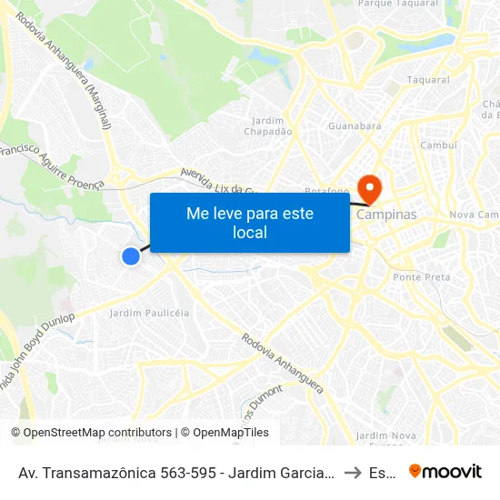 Av. Transamazônica 563-595 - Jardim Garcia Campinas - SP Brasil to Esamc map