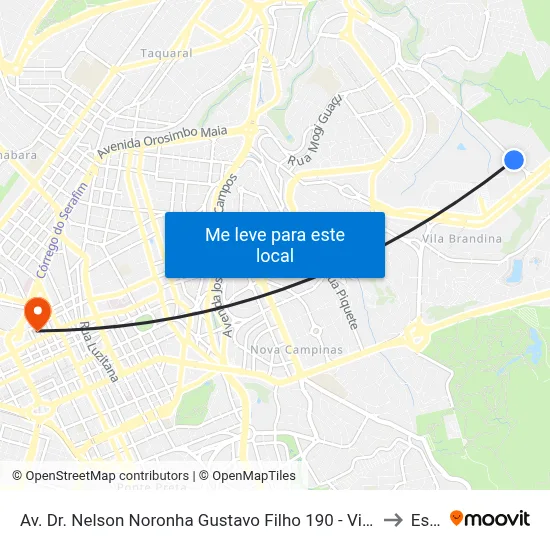 Av. Dr. Nelson Noronha Gustavo Filho 190 - Vila Brandina Campinas - SP Brasil to Esamc map