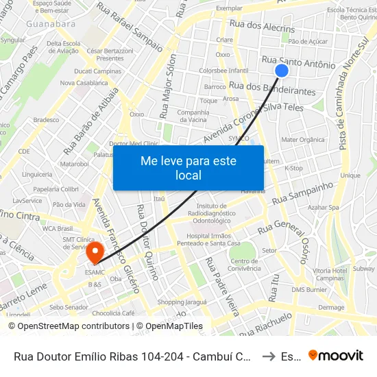 Rua Doutor Emílio Ribas 104-204 - Cambuí Campinas - SP 13025-140 Brasil to Esamc map