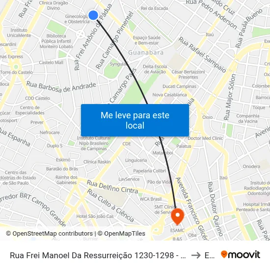 Rua Frei Manoel Da Ressurreição 1230-1298 - Jardim Guanabara Campinas - SP 13073-221 Brasil to Esamc map