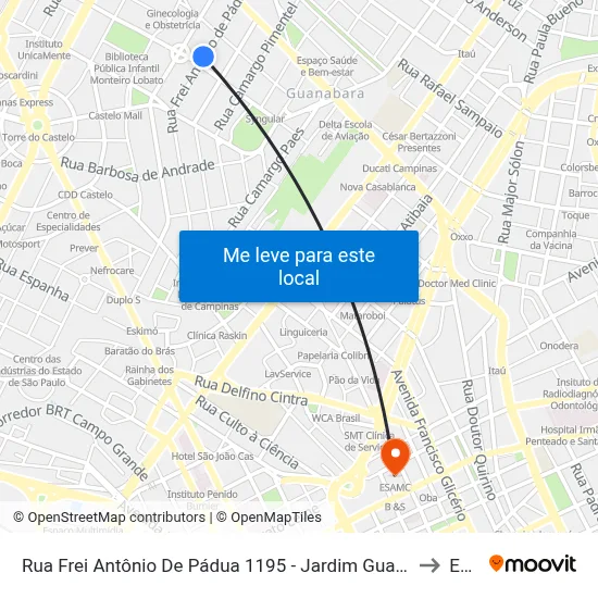 Rua Frei Antônio De Pádua 1195 - Jardim Guanabara Campinas - SP 13073-330 Brasil to Esamc map