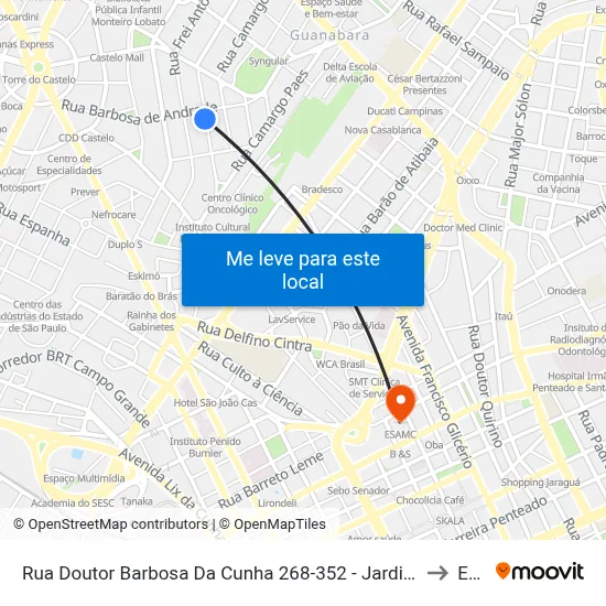 Rua Doutor Barbosa Da Cunha 268-352 - Jardim Guanabara Campinas - SP 13073-320 Brasil to Esamc map