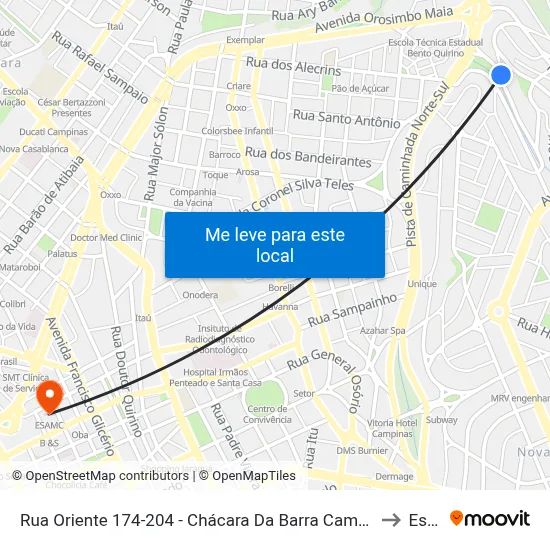 Rua Oriente 174-204 - Chácara Da Barra Campinas - SP 13090-740 Brasil to Esamc map