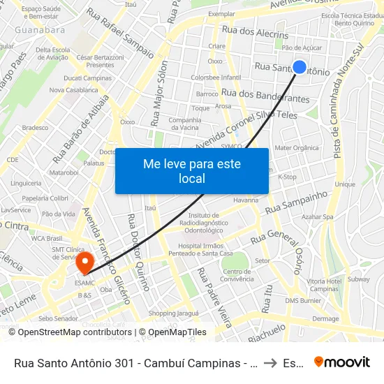 Rua Santo Antônio 301 - Cambuí Campinas - SP 13024-440 Brasil to Esamc map