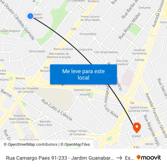 Rua Camargo Paes 91-233 - Jardim Guanabara Campinas - SP 13073-350 Brasil to Esamc map