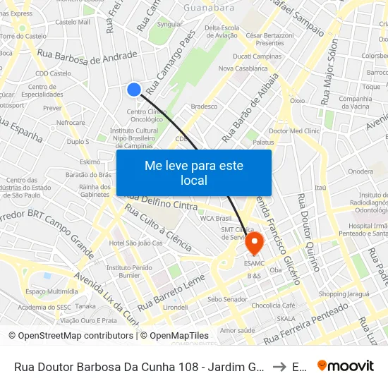 Rua Doutor Barbosa Da Cunha 108 - Jardim Guanabara Campinas - SP 13073-320 Brasil to Esamc map
