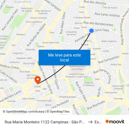 Rua Maria Monteiro 1122 Campinas - São Paulo 13025 Brasil to Esamc map