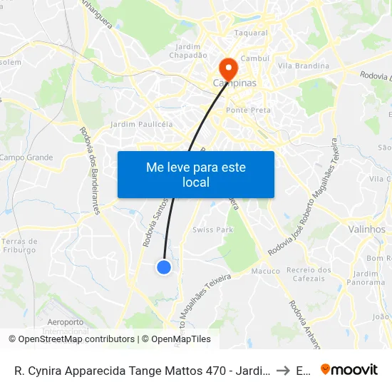 R. Cynira Apparecida Tange Mattos 470 - Jardim San Diego Campinas - SP 13052-577 Brasil to Esamc map