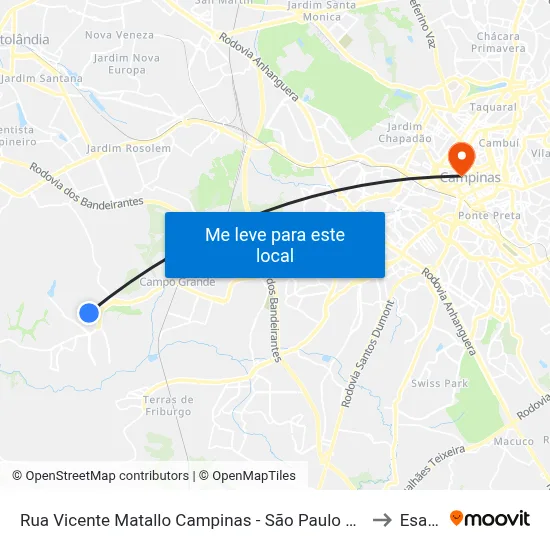 Rua Vicente Matallo Campinas - São Paulo 13058 Brasil to Esamc map