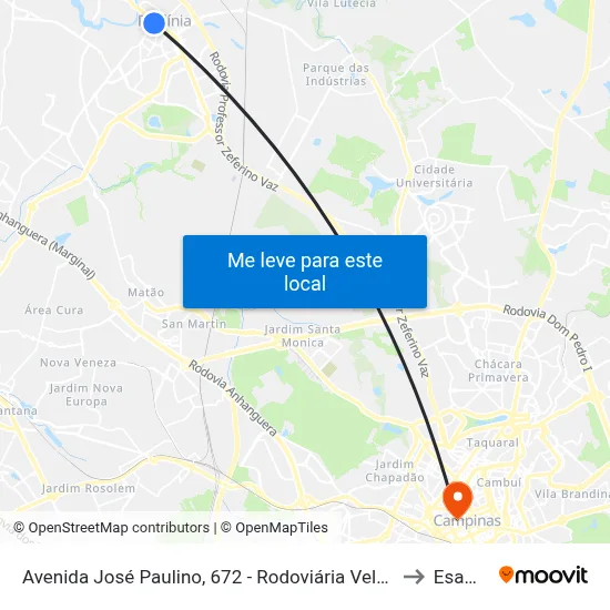 Avenida José Paulino, 672 - Rodoviária Velha to Esamc map