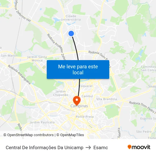 Central De Informações Da Unicamp to Esamc map