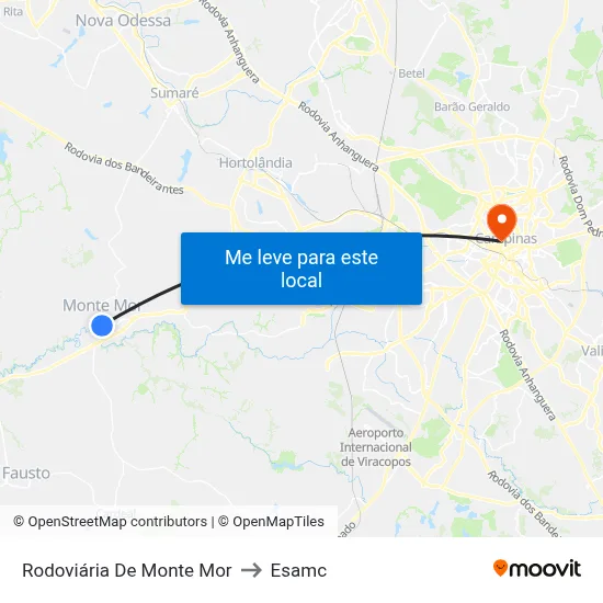 Rodoviária De Monte Mor to Esamc map