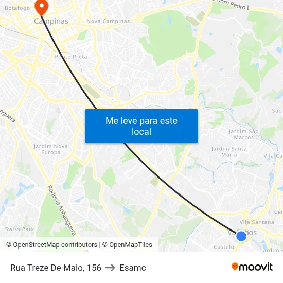 Rua Treze De Maio, 156 to Esamc map