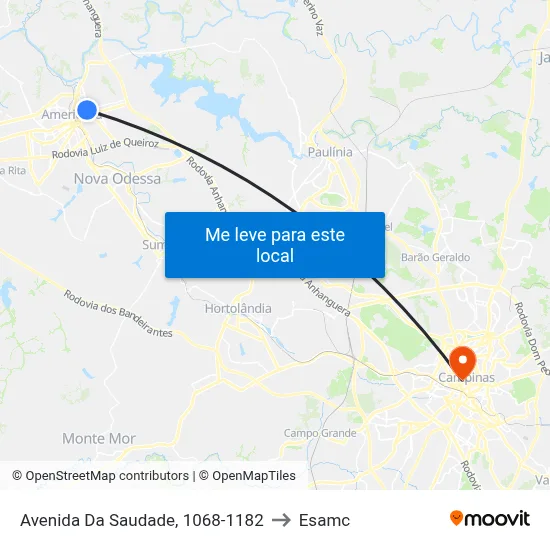Avenida Da Saudade, 1068-1182 to Esamc map