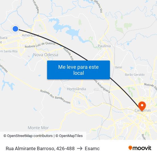 Rua Almirante Barroso, 426-488 to Esamc map