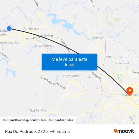 Rua Do Pedroso, 2725 to Esamc map