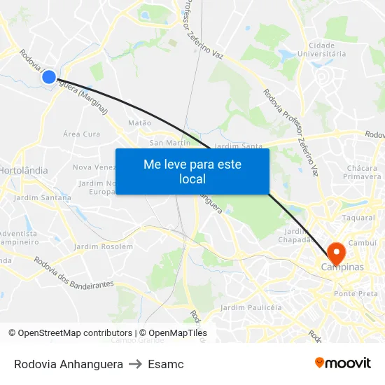 Rodovia Anhanguera to Esamc map