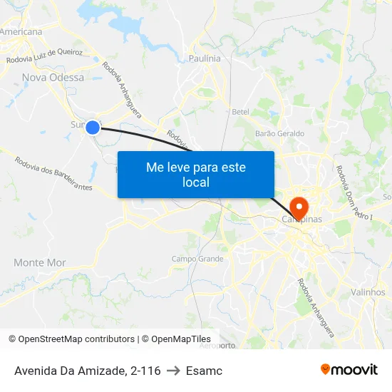 Avenida Da Amizade, 2-116 to Esamc map