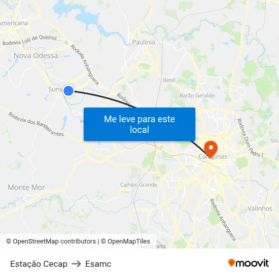 Estação Cecap to Esamc map